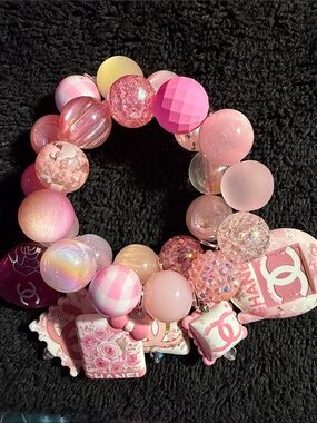 Pink Beaded Charm Bracelet